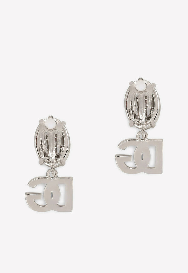 Dolce & Gabbana Rhinestone and DG Logo Earrings Silver WEO2N2 W1111 87655