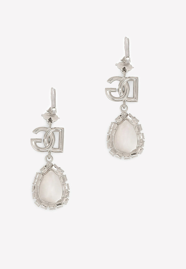 Dolce & Gabbana Crystal Embellished Drop Earrings Silver WEO2N3 W1111 87655