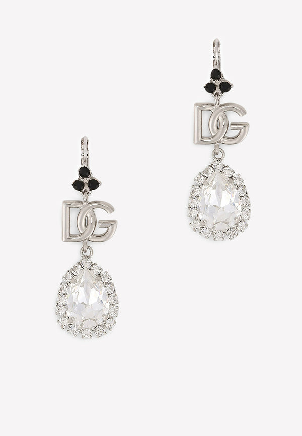 Dolce & Gabbana Crystal Embellished Drop Earrings Silver WEO2N3 W1111 87655