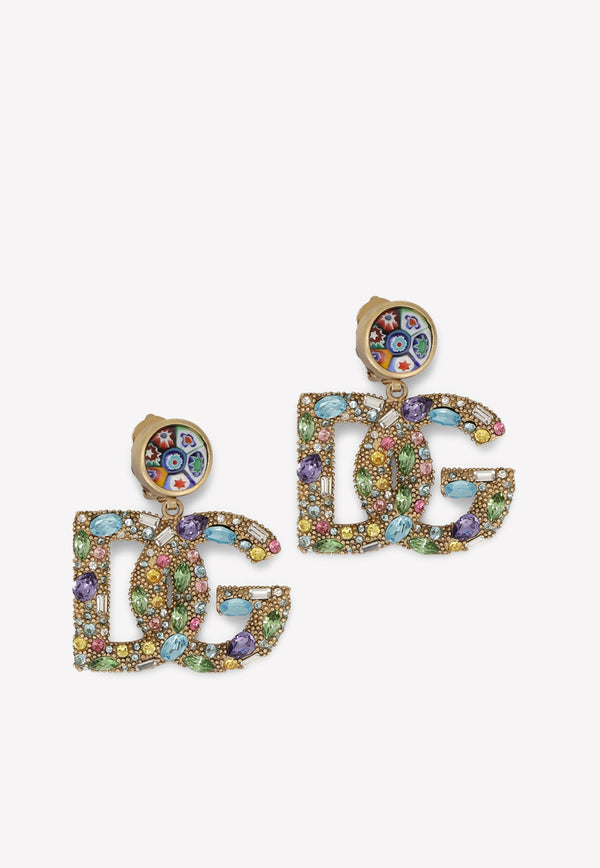Dolce & Gabbana Crystal Embellished DG Clip-On Earrings Multicolor WEO2X2 W1111 87579