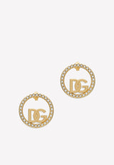 Dolce & Gabbana Crystal Embellished DG Hoop Earrings Gold WEO8L2 W1111 ZOO00