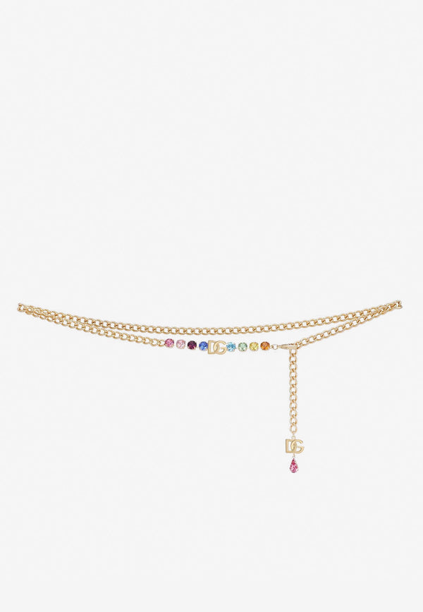 Dolce & Gabbana Kids Girls Crystal Chain Belt Gold WLO6J2 W1111 ZOO00
