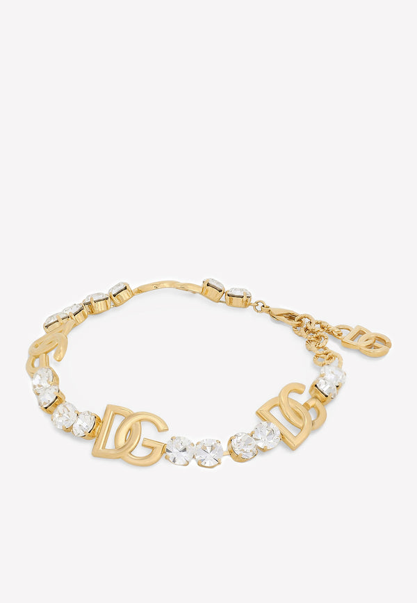 Dolce & Gabbana Rhinestone and DG Logo Choker Gold WNO4S6 W1111 ZOO00