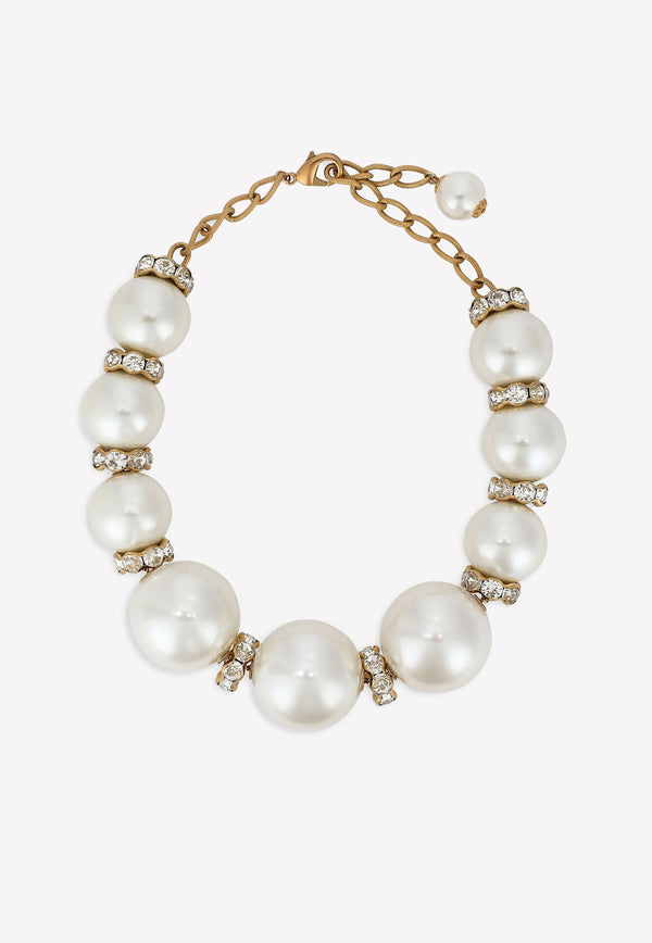 Dolce & Gabbana Pearl Embellished Necklace Gold WNO8S4 W1111 ZOO00