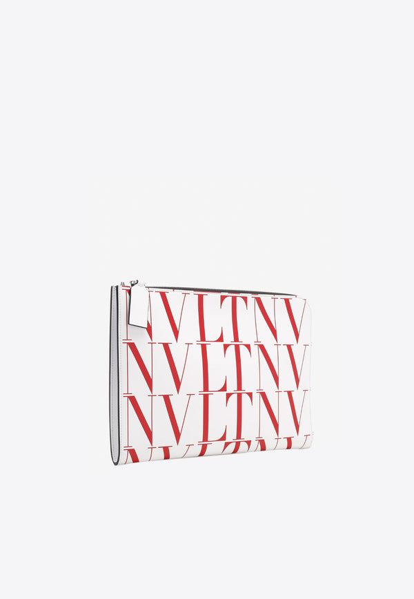Valentino White All-Over Logo Document Holder in Leather WY2B0457GTC CG9