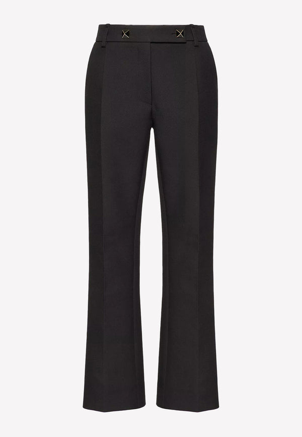 Valentino Tailored Crepe Pants with Roman Stud Detail Black XB3RB3651CF 0NO