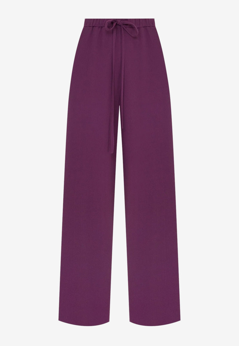 Valentino Wide-Leg Silk Pants Purple XB3RB4D01MM 486