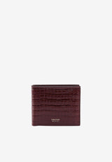 Tom Ford Logo Print Cardholder in Croc-Embossed Leather Brown Y0228-LCL239G 1B017