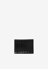 Tom Ford Logo Print Wallet in Croc-Embossed Leather Black Y0279-LCL239G 1N001