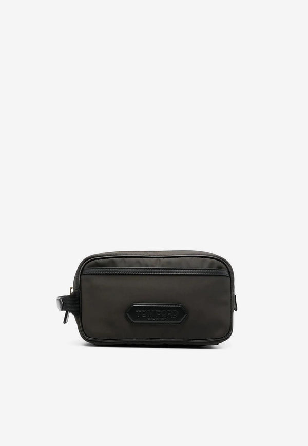 Tom Ford Logo Patch Leather Pouch Bag Khaki Y0334-TNY017G 3EN02