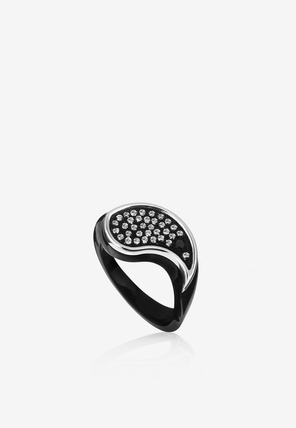 EÉRA Special Order - Yin Yang Diamond Ring in 18-karat Black and White Gold Black YYRIME09U1