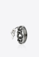 Black Strada Diamond Embellished Ring in 18-Karat White Gold