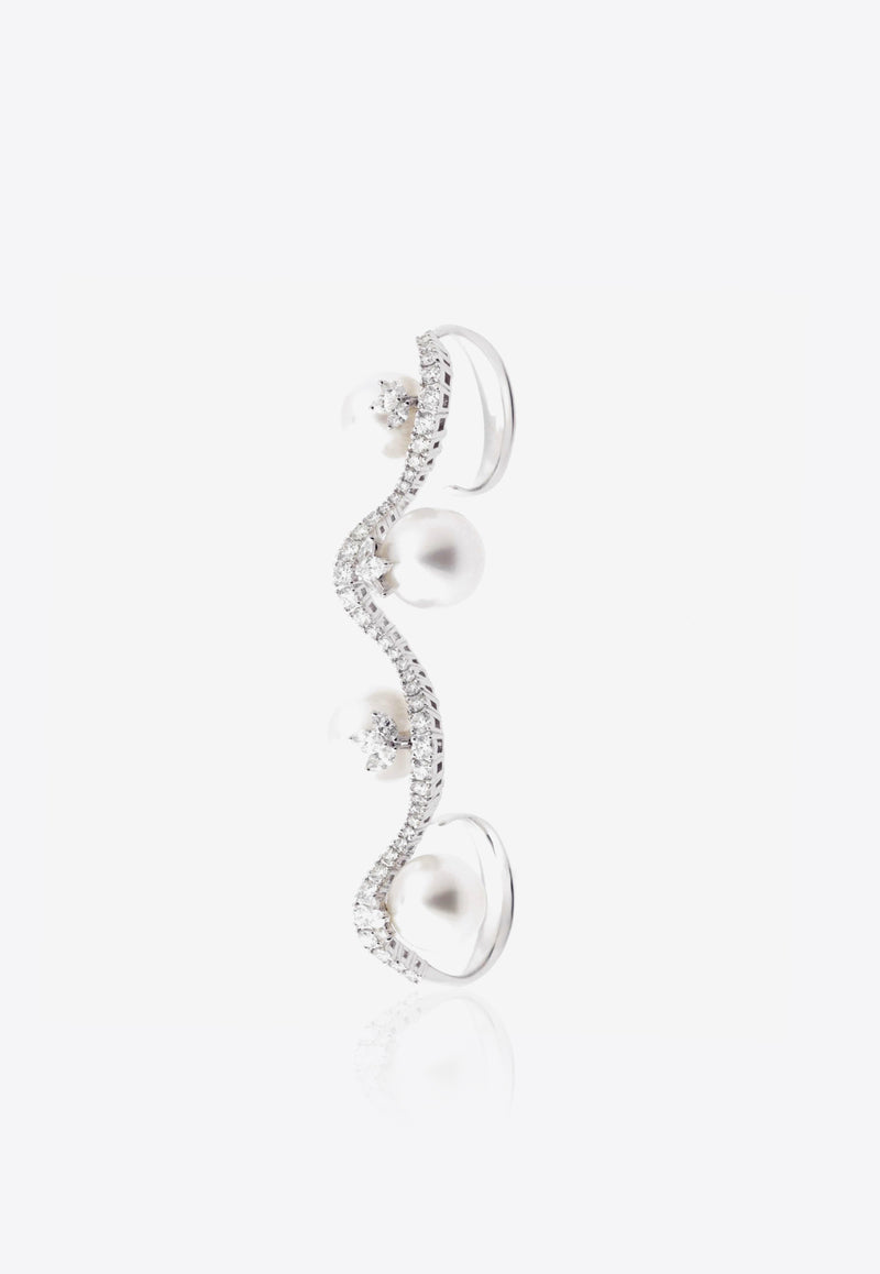Pearlescent Ring with 18-Karat Diamonds and Pearl Embellishments
