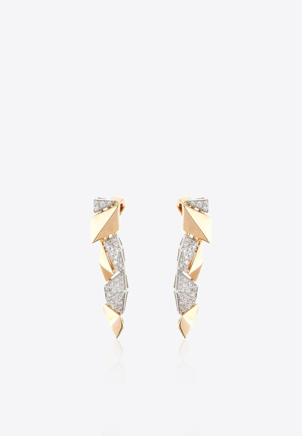 Pink Strada Diamond Drop Earrings in 18-Karat White and Yellow Gold
