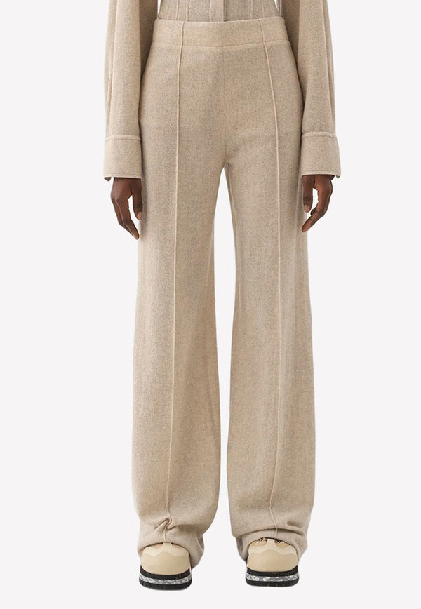 Chloé Wide-Leg Pants in Wool and Cashmere Sand CHC22WPA4606922D