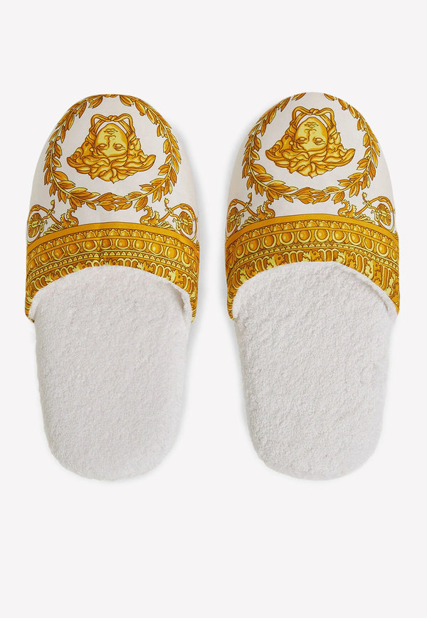 Versace Signature Barocco Print Slippers ZSLB00002 ZCOSP052 Z4001 White