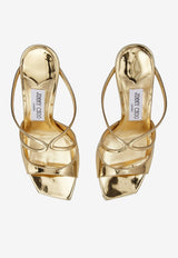 Jimmy Choo Anise 95 Metallic Leather Sandals QUI GOLD Gold
