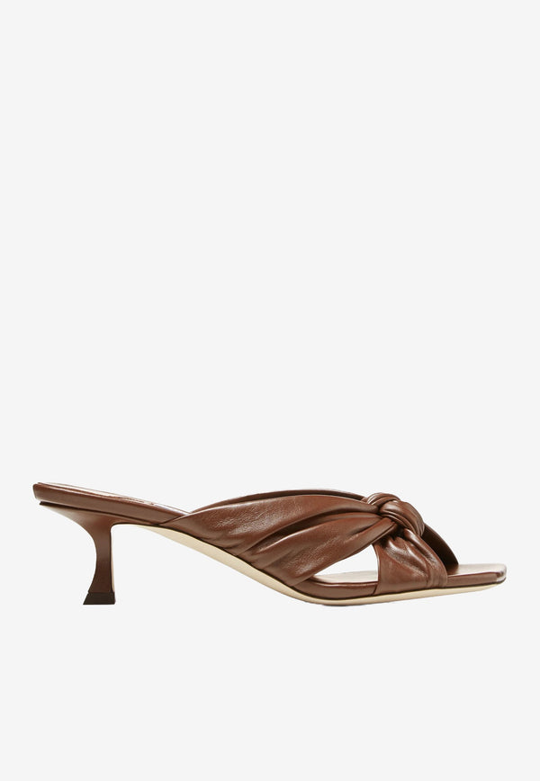 Jimmy Choo Avenue 50 Knotted Nappa Leather Mules Brown AVENUE 50 NAP BRONZED-