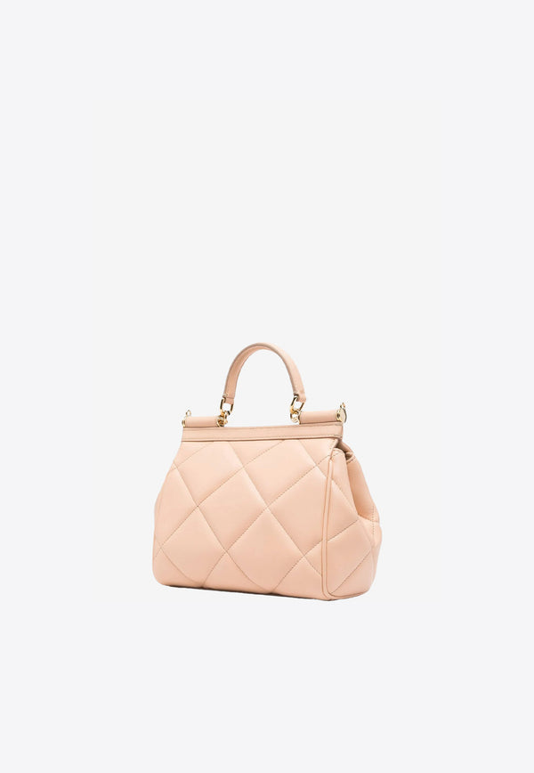 Medium Sicily Quilted Leather Top Handle Bag