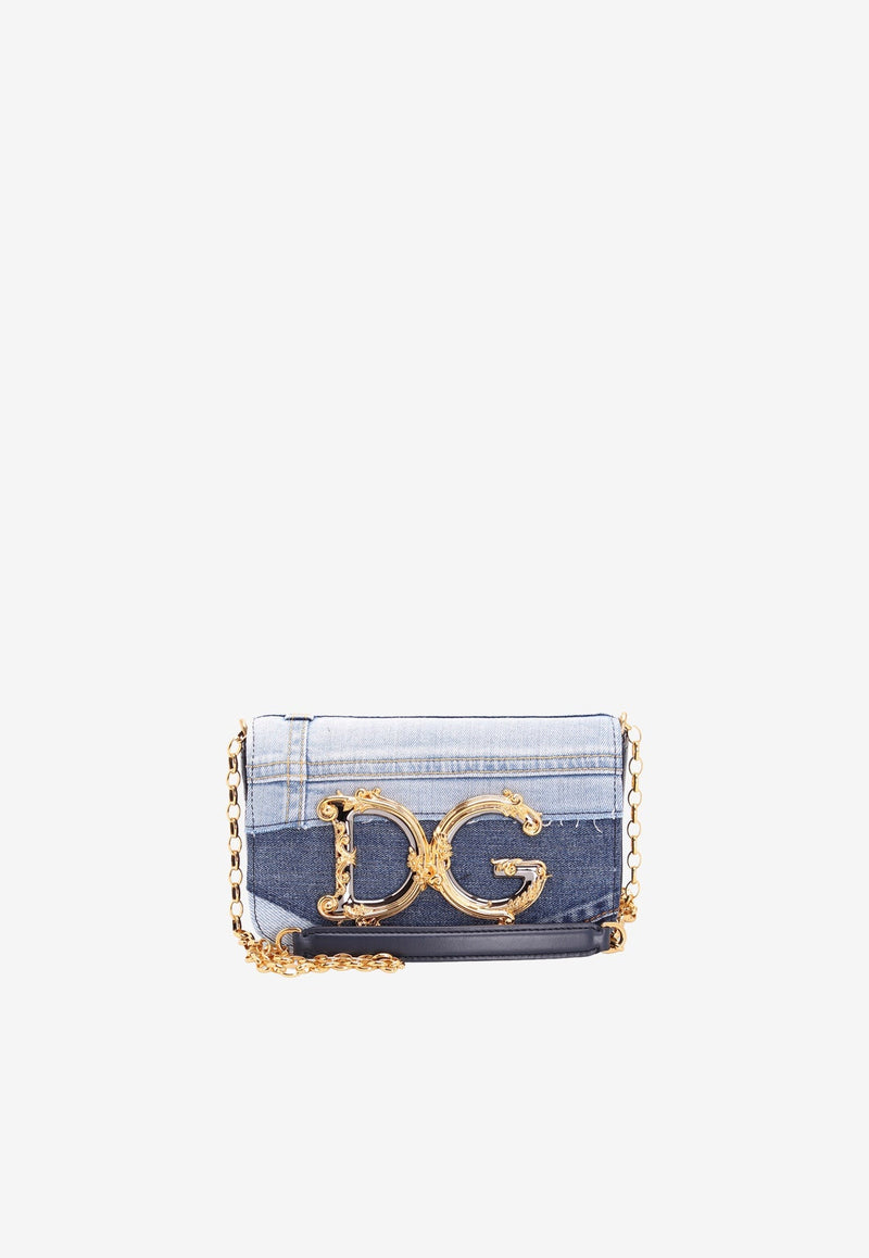 Dolce & Gabbana DG Girls Patchwork Denim Chain Clutch BB6885 AO621 8M800