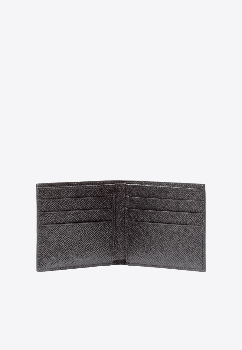 Dolce & Gabbana Black Logo Plaque Bi-Fold Wallet in Dauphine Leather BP1321 AZ602 80999