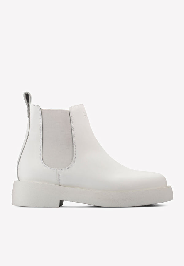 Clarks White Mileno Chelsea Ankle Boots in Smooth Leather 26160855_M--690