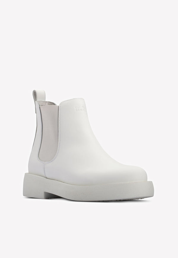 Clarks White Mileno Chelsea Ankle Boots in Smooth Leather 26160855_M--690