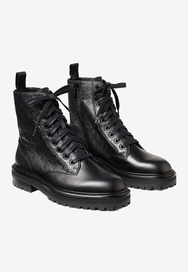 Jimmy Choo Cora Flat Leather Combat Boots Black CORA FLAT HXC BLACK
