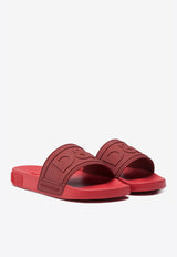 Dolce & Gabbana Red Beachwear Sliders with Embossed Logo Strap CS1786 AX389 89902