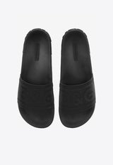Dolce & Gabbana Black Beachwear Sliders with Embossed Logo Strap CS1786 AX389 8B956