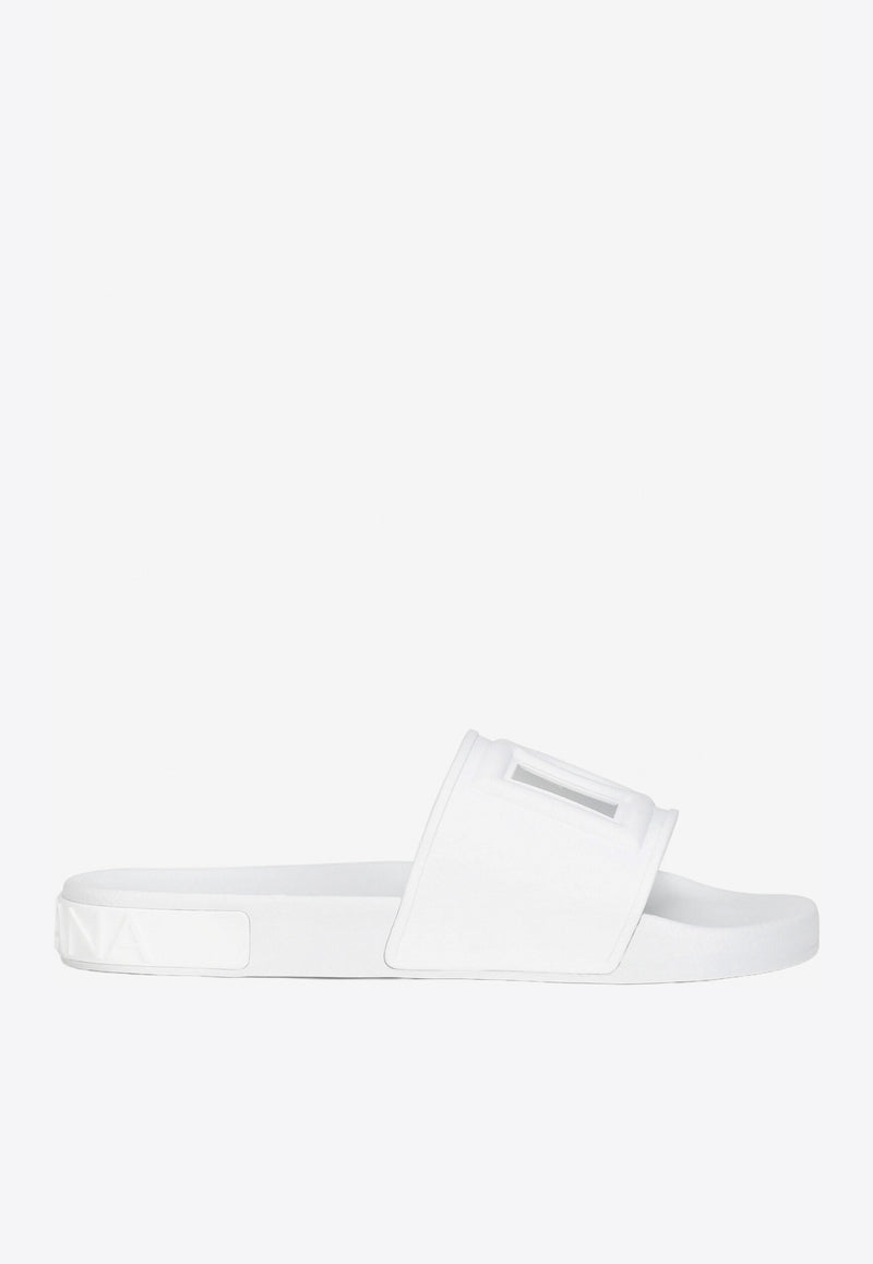 Dolce & Gabbana White DG Millennials Beachwear Sliders CS1886 AO666 8B930