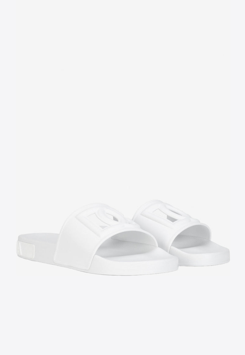 Dolce & Gabbana White DG Millennials Beachwear Sliders CS1886 AO666 8B930