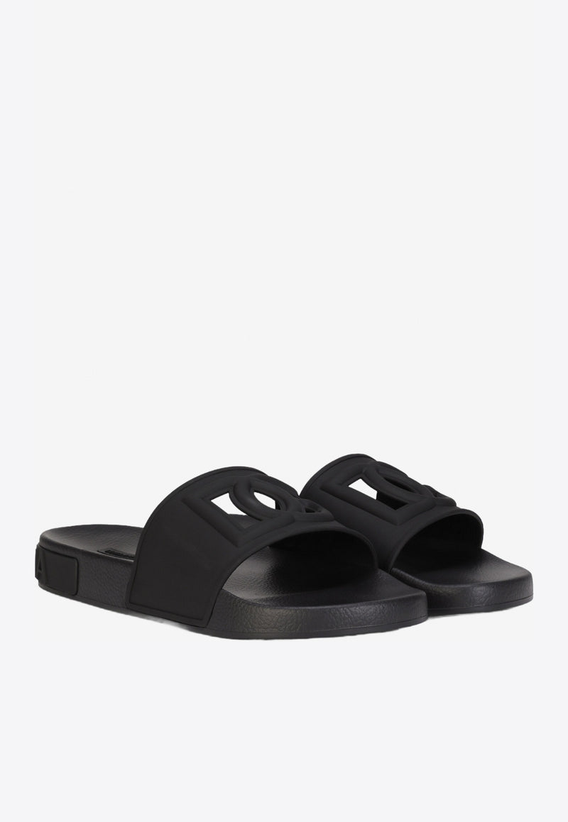 Dolce & Gabbana Black DG Millennials Beachwear Sliders CS1886 AO666 8B956