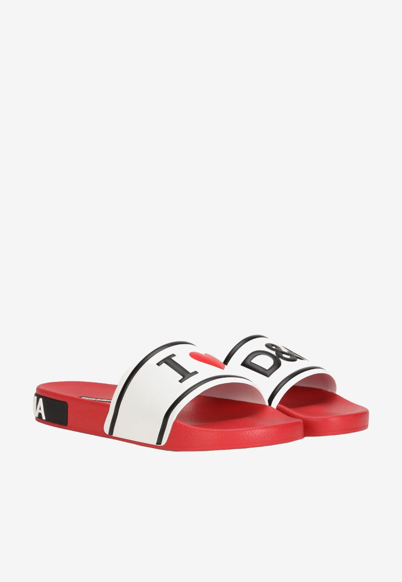 Dolce & Gabbana Logo Rubber Slides Red CW0142 AO235 8T900