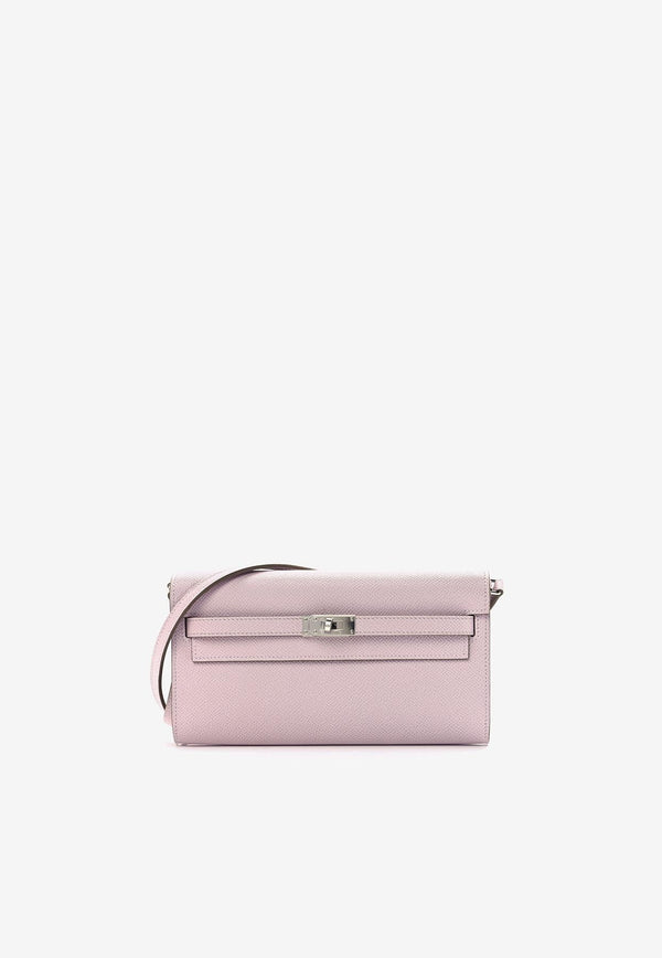 Kelly To Go Wallet in Mauve Pale Epsom with Palladium Hardware