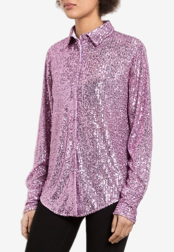 Tom Ford Sequined Silk Shirt Violet CA3204-FAE381 GV132