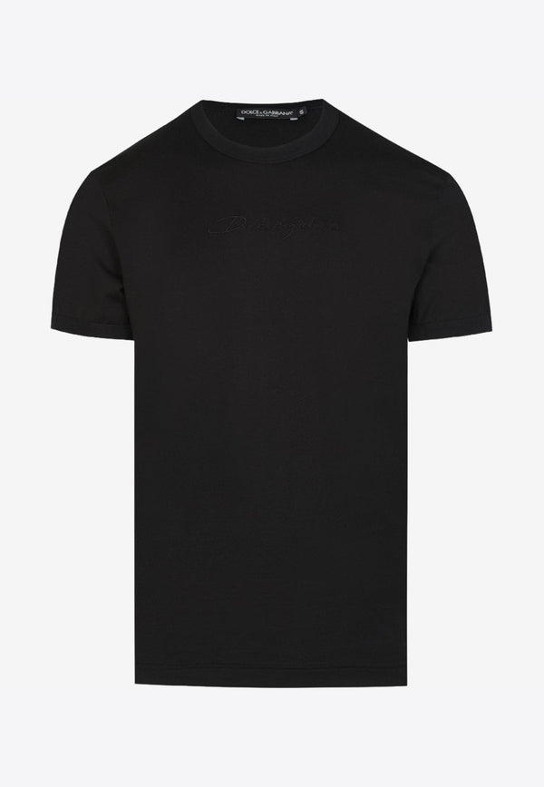 Dolce & Gabbana Black Embroidered Basic Short-Sleeved T-shirt G8JX7Z G7WRN N0000