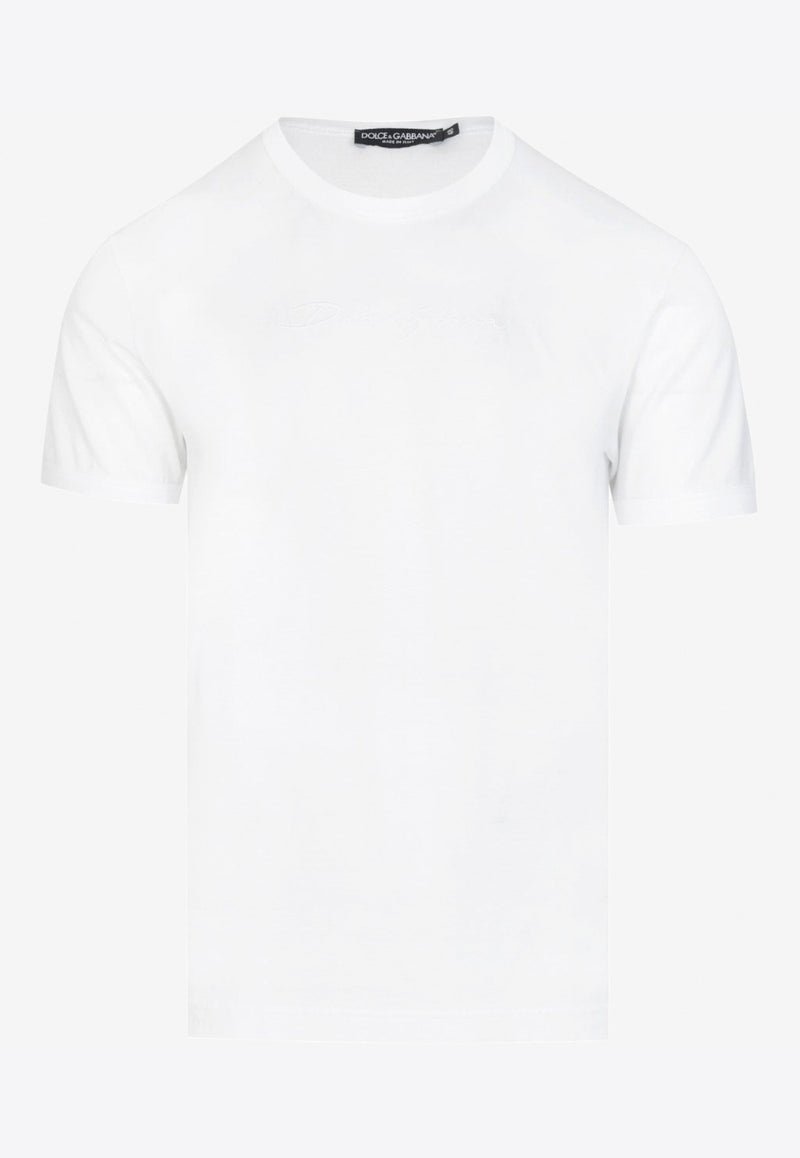 Dolce & Gabbana White Embroidered Basic Short-Sleeved T-shirt G8JX7Z G7WRN W0800