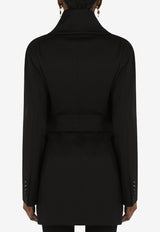 Dolce & Gabbana Black Shawl-Neck Cashmere Wrap Coat F0AI9T FU2AX N0000