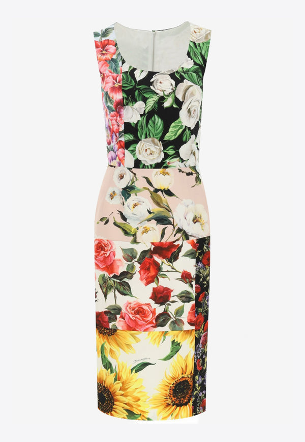 Dolce & Gabbana Multicolor Floral Patchwork Longuette Dress F6P0RT GDZ38 S9000