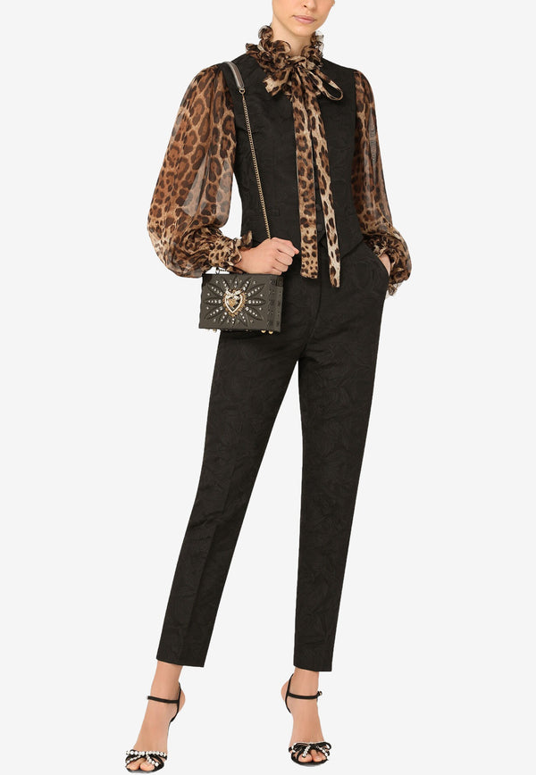 Dolce & Gabbana Black High-Waist Floral Jacquard Pants FTAM2T HJMLM N0000