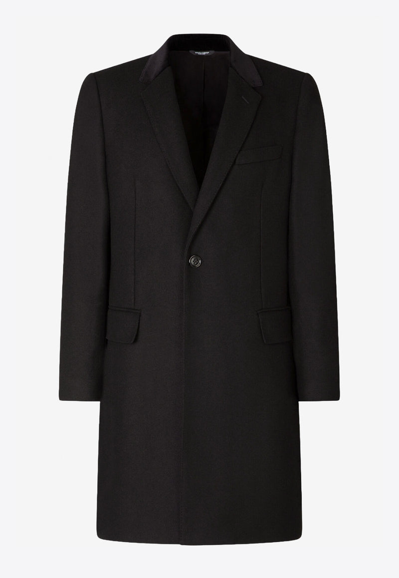 Dolce & Gabbana Black Single-Breasted Wool and Cashmere Coat G007ST HUMJ2 N0000