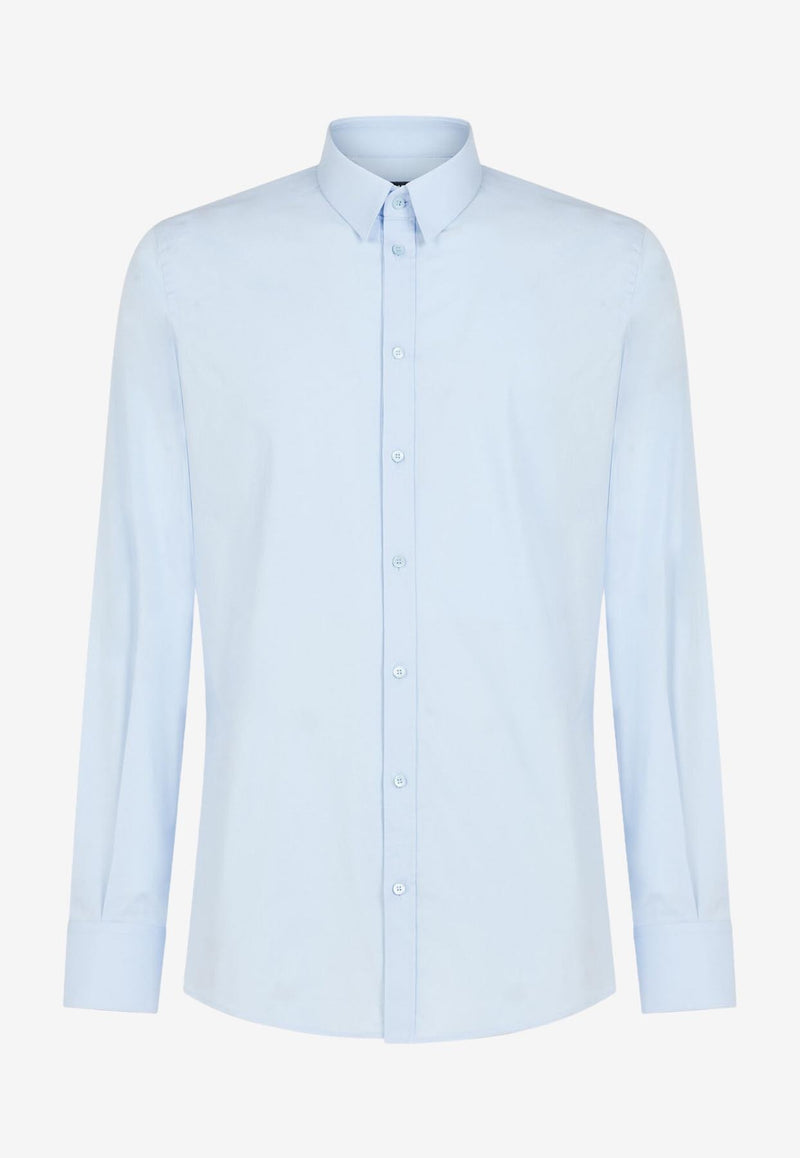 Dolce & Gabbana Blue Slim Fit Long-Sleeved Shirt in Cotton G5EJ0T FUEEE B1581