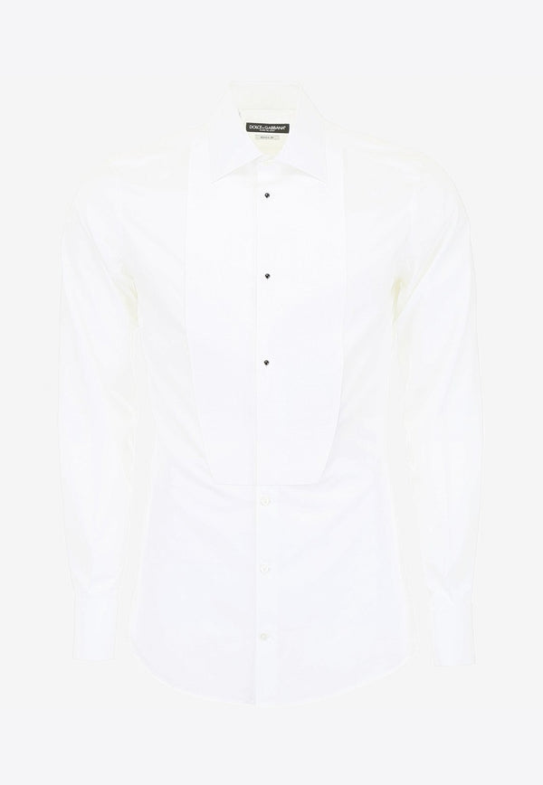 Dolce & Gabbana White Slim Fit Tuxedo Shirt in Cotton Poplin G5EN5T FU5K9 W0800