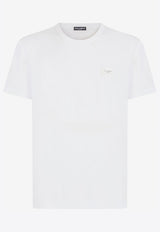 Dolce & Gabbana White Logo Plate Crewneck T-shirt in Cotton G8KJ9T FU7EQ W0800