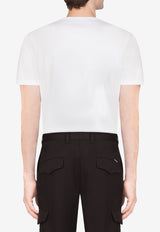 Dolce & Gabbana White Logo Plate V-neck T-shirt in Cotton G8KK0T FU7EQ W0800