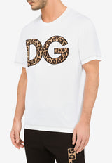 Dolce & Gabbana Leopard Print DG Patch Cotton T-shirt White G8NA7Z FU7EQ W0800