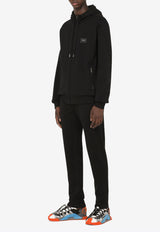 Dolce & Gabbana Rubberized Logo Plate Cotton Hooded Sweatshirt Black G9PD2T FU7DU N0000