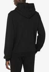 Dolce & Gabbana Rubberized Logo Plate Cotton Hooded Sweatshirt Black G9PD2T FU7DU N0000