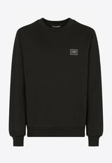 Dolce & Gabbana Rubberized Logo Plate Cotton Pullover Sweatshirt Black G9PD3T FU7DU N0000